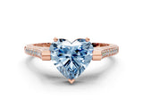 Rose gold Fancy Blue Heart  Solitaire Diamond Ring with Channel Set Band and Bezel Prong Setting_56