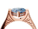 Rose gold Fancy Blue Heart  Solitaire Diamond Ring with Channel Set Band and Bezel Prong Setting_60