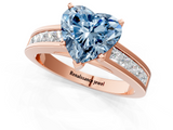 Rose gold Fancy Blue Heart  Solitaire Diamond Ring with Channel-Set Band and Four-Prong Setting_4
