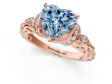 Rose gold Fancy Blue Heart  Solitaire Diamond Ring with Filigree Band and Four-Prong Setting_29