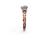 Rose gold Fancy Blue Heart  Solitaire Diamond Ring with Filigree Band and Four-Prong Setting_30