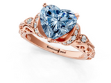 Rose gold Fancy Blue Heart  Solitaire Diamond Ring with Filigree Band and Four-Prong Setting_31