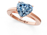 Rose gold Fancy Blue Heart  Solitaire Diamond Ring with Four-Prong Setting and Classic Band_4