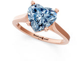 Rose gold Fancy Blue Heart  Solitaire Diamond Ring with Four-Prong Setting and Tapered Band 1