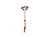 Rose gold Fancy Blue Heart  Solitaire Diamond Ring with Four-Prong Setting and Tapered Band 2
