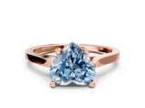Rose gold Fancy Blue Heart  Solitaire Diamond Ring with Four-Prong Setting and Tapered Band