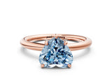 Rose gold Fancy Blue Heart  Solitaire Diamond Ring with Four-Prong Setting on a Plain Band_19