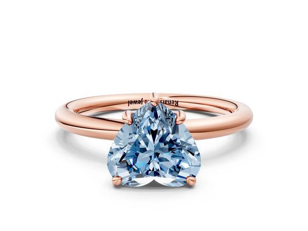 Rose gold Fancy Blue Heart  Solitaire Diamond Ring with Four-Prong Setting on a Plain Band