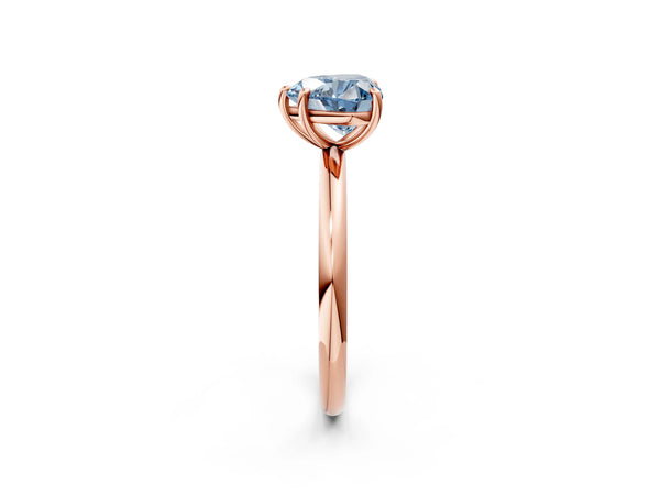Rose gold Fancy Blue Heart  Solitaire Diamond Ring with Four-Prong Setting on a Plain Band