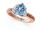 Rose gold Fancy Blue Heart  Solitaire Diamond Ring with Milgrain and Black Enamel X Pattern Band_161