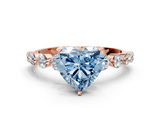 Rose gold Fancy Blue Heart  Solitaire Diamond Ring with Pave Band and Four-Prong Setting_278