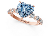 Rose gold Fancy Blue Heart  Solitaire Diamond Ring with Pave Band and Four-Prong Setting_279