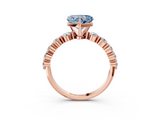 Rose gold Fancy Blue Heart  Solitaire Diamond Ring with Pave Band and Four-Prong Setting_281