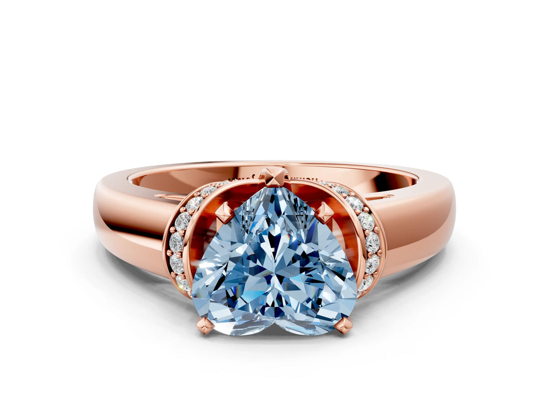 Rose gold Fancy Blue Heart  Solitaire Diamond Ring with Pave Band and Six-Prong Setting_32