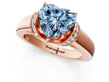 Rose gold Fancy Blue Heart  Solitaire Diamond Ring with Pave Band and Six-Prong Setting_33