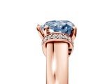 Rose gold Fancy Blue Heart  Solitaire Diamond Ring with Pave Band and Six-Prong Setting_37