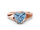 Rose gold Fancy Blue Heart  Solitaire Diamond Ring with Six-Prong Cathedral Setting_32