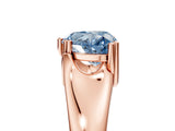 Rose gold Fancy Blue Heart  Solitaire Diamond Ring with Six-Prong Cathedral Setting_37