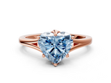 Rose gold Fancy Blue Heart  Solitaire Diamond Ring with Six-Prong Setting and Tapered Band_17