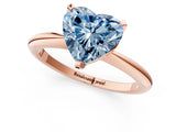 Rose gold Fancy Blue Heart  Solitaire Diamond Ring with Six-Prong Setting on a Classic Band 1
