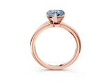 Rose gold Fancy Blue Heart  Solitaire Diamond Ring with Six-Prong Setting on a Classic Band 3