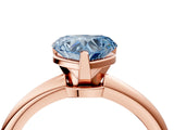 Rose gold Fancy Blue Heart  Solitaire Diamond Ring with Six-Prong Setting on a Classic Band 4