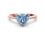 Rose gold Fancy Blue Heart  Solitaire Diamond Ring with Six-Prong Setting on a Classic Band