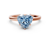 Rose gold Fancy Blue Heart  Solitaire Diamond Ring with Thin Band and Four-Prong Setting_3