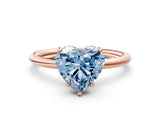 Rose gold Fancy Blue Heart  Solitaire Diamond Ring with a Classic Band and Four-Prong Setting 1
