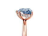 Rose gold Fancy Blue Heart  Solitaire Diamond Ring with a Classic Band and Four-Prong Setting