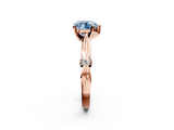 Rose gold Fancy Blue Heart  Solitaire Diamond Twisted Band with Four-Prong Setting_48