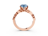 Rose gold Fancy Blue Heart  Solitaire Diamond Twisted Band with Four-Prong Setting_49
