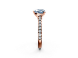 Rose gold Fancy Blue Heart  Solitaire Diamond with Pavé Band and Four-Prong Setting_48