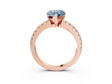 Rose gold Fancy Blue Heart  Solitaire Diamond with Pavé Band and Four-Prong Setting_49