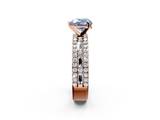 Rose gold Fancy Blue Heart  Solitaire Diamond with Pave and Channel Set Band_63