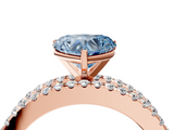 Rose gold Fancy Blue Heart  Solitaire Diamond with Pave and Channel Set Band_65