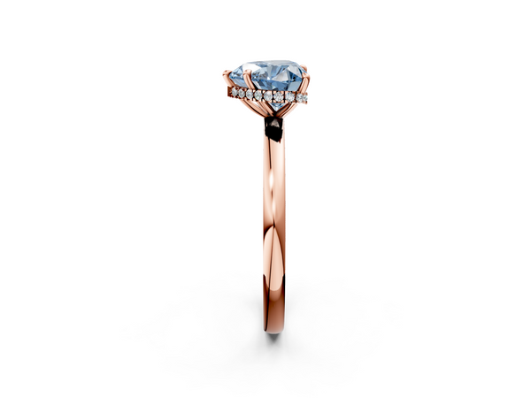Rose gold Fancy Blue Heart  Solitaire Engagement Ring with Cathedral Band and Four-Prong Setting