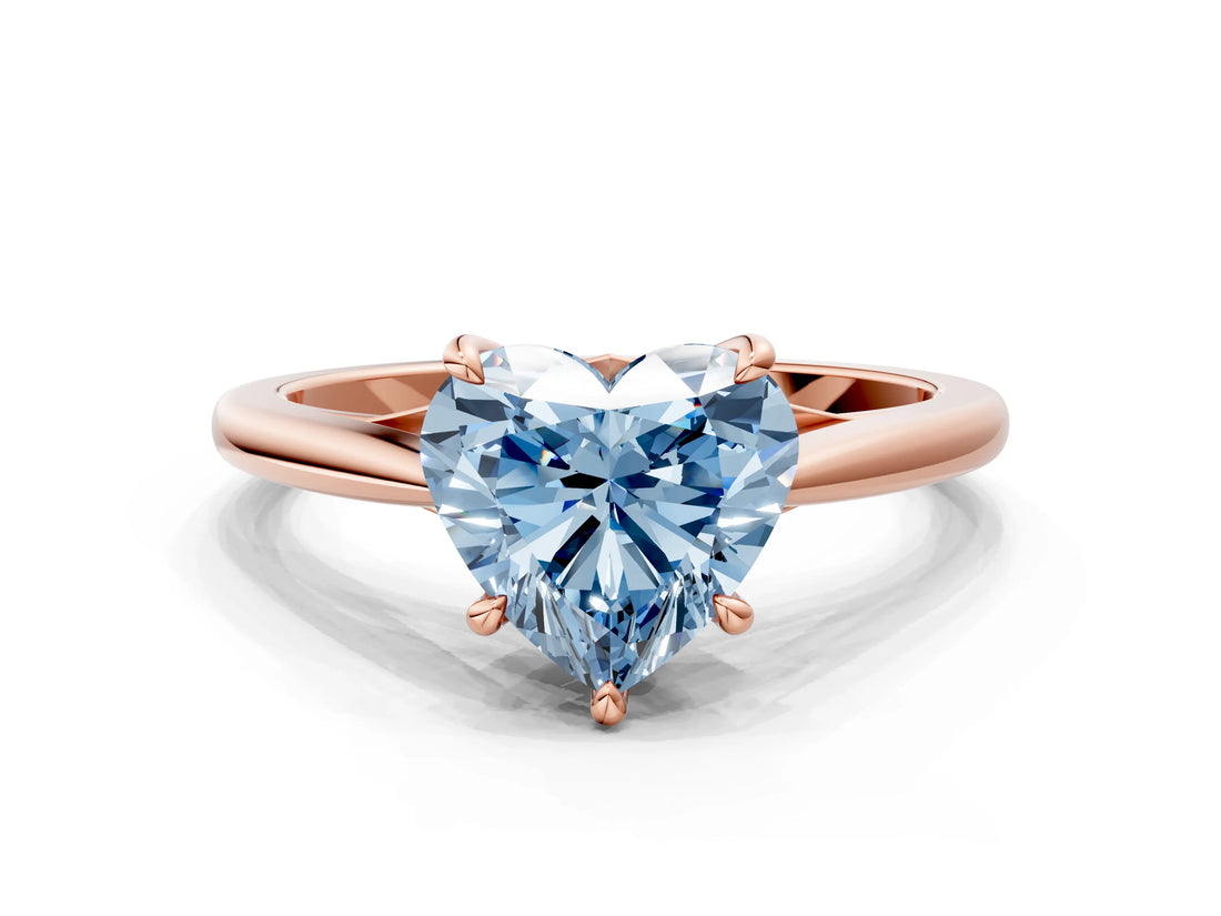 Rose gold Fancy Blue Heart  Solitaire Engagement Ring with Four-Prong Setting and Classic Band 1