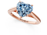 Rose gold Fancy Blue Heart  Solitaire Engagement Ring with Four-Prong Setting and Classic Band 2