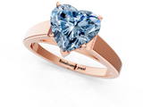 Rose gold Fancy Blue Heart  Solitaire Engagement Ring with Four-Prong Setting and Tapered Band_4
