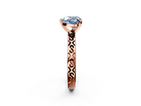 Rose gold Fancy Blue Heart  Solitaire Engagement Ring with Scrollwork Band and Four-Prong Setting_138