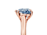 Rose gold Fancy Blue Heart  Solitaire Engagement Ring with Six-Prong Setting and Classic Band