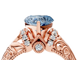 Rose gold Fancy Blue Heart  Solitaire Filigree Engagement Ring with Halo and Prong Setting_72