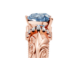 Rose gold Fancy Blue Heart  Solitaire Filigree Engagement Ring with Halo and Prong Setting_73