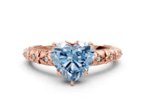 Rose gold Fancy Blue Heart  Solitaire Floral Milgrain Engagement Ring_31