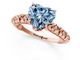Rose gold Fancy Blue Heart  Solitaire Floral Milgrain Engagement Ring_32