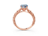 Rose gold Fancy Blue Heart  Solitaire Floral Milgrain Engagement Ring_34