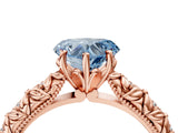 Rose gold Fancy Blue Heart  Solitaire Floral Milgrain Engagement Ring_35