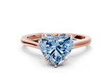 Rose gold Fancy Blue Heart  Solitaire Heart Prong Engagement Ring with Tapered Band_55