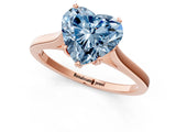 Rose gold Fancy Blue Heart  Solitaire Heart Prong Engagement Ring with Tapered Band_56